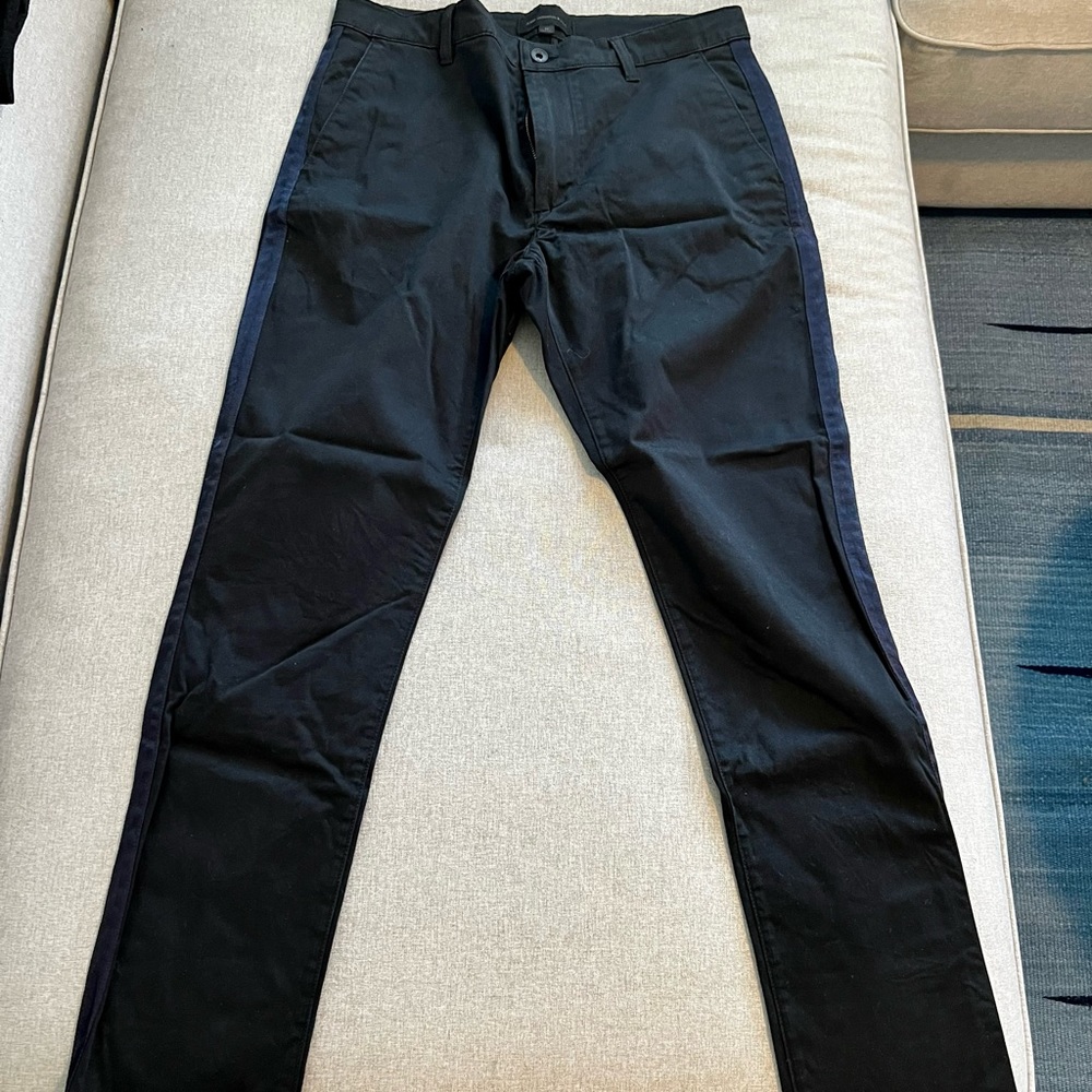 John Varvatos dress pant in cotton with a blue ribbon strip on the legs